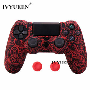 IVYUEEN 45 Colors Silicone Skin Case For Playstation Dualshock 4 PS4 Pro Slim Controller Protective Cover Thumb Joystick Grips