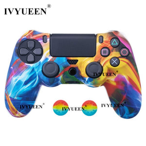 IVYUEEN 45 Colors Silicone Skin Case For Playstation Dualshock 4 PS4 Pro Slim Controller Protective Cover Thumb Joystick Grips